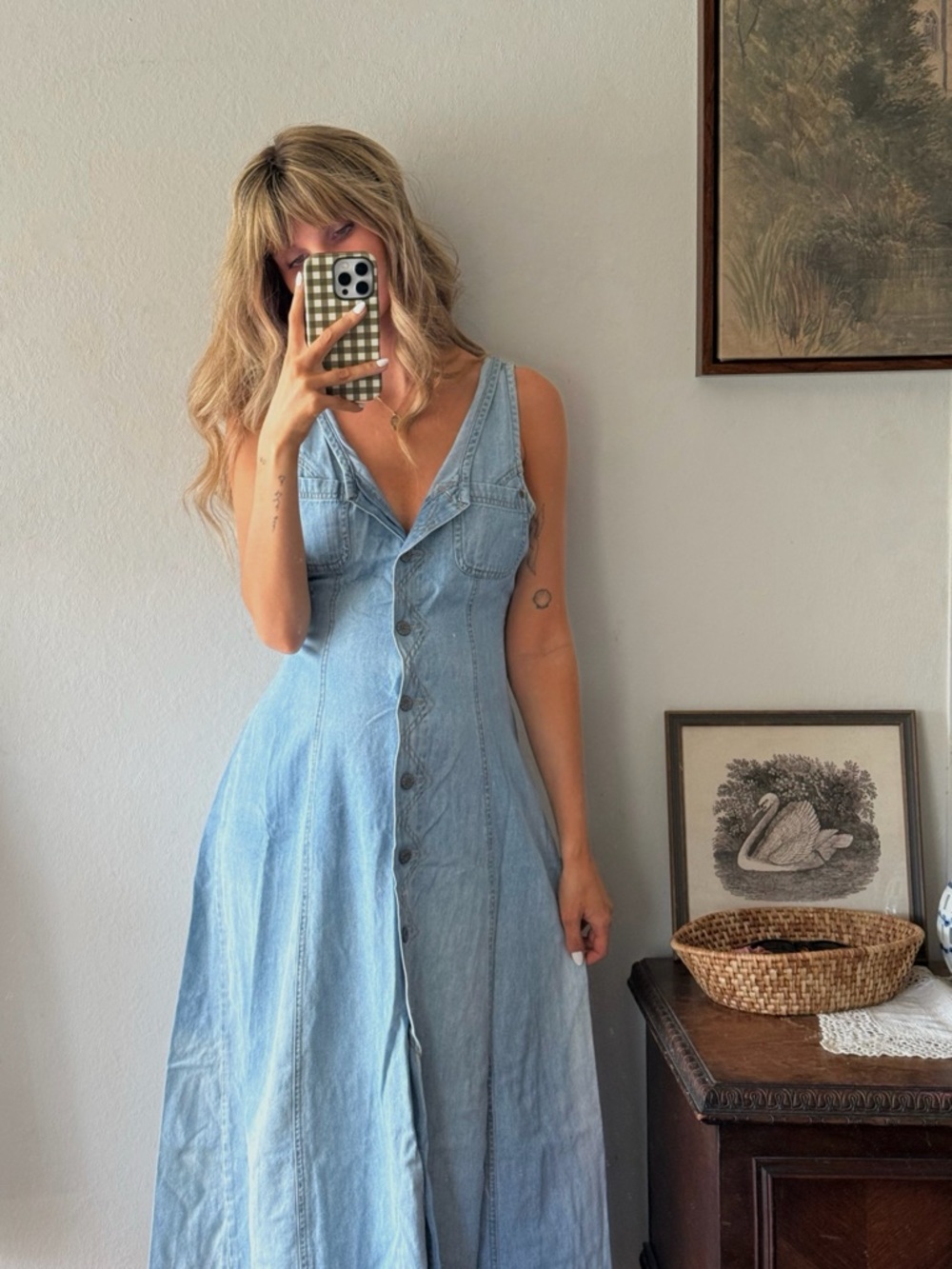 vintage denim maxi dress
